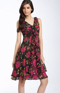 Donna Ricco Ruffle Silk Chiffon Dress