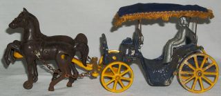  Cast Iron Metal Horse Drawn Carriage Surrey with Fringe Stanley Toys