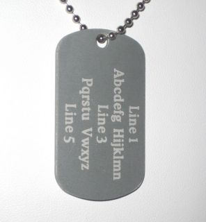 PERSONALIZED Dog Tag Necklace Vertical Word SILVER   Custom Laser