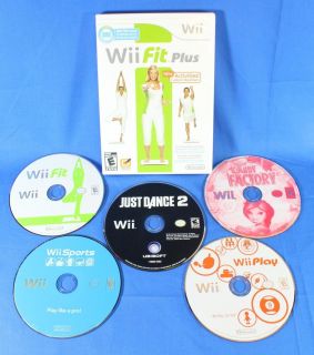 Lot of 6 Nintendo Wii Games Just Dance 2 Wii Fit Plus Wii Sports Play