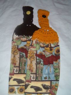 Fall Thanksgiving Scarecrow Crochet Top Kitchen Towel