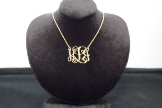 Handmade 1 25inch Monogram Necklace Personalized Initial Pendant Gold