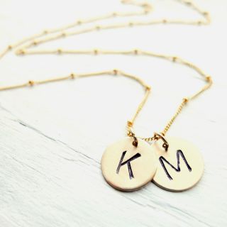 Custom Goldfill Initial Necklace with 1 or 2 discs Personalized
