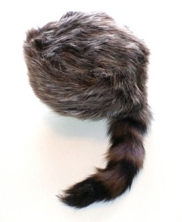 Davey Crockett Coonskin Cap Real Fur Tail Racoon New