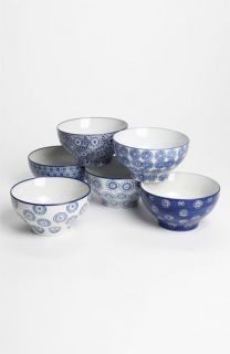 Chehoma Atelier dAmbiances Large  Blue Flower Bowls (Set of 6)