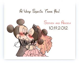 100 personalized mickey and minnie thank you cards