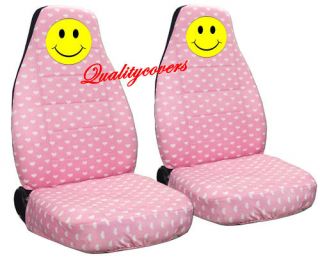 Cute Smiley Face Car Seat Covers Pink Heart Awesome
