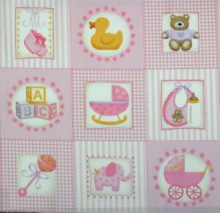 Baby Girl Pink Quilting Patchwork Quilt Cotton Fabric 33 Squares Block