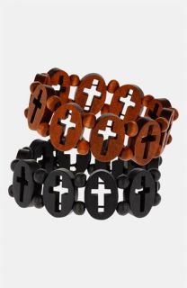 Topman Cutout Cross Stretch Bracelets (Set of 2)