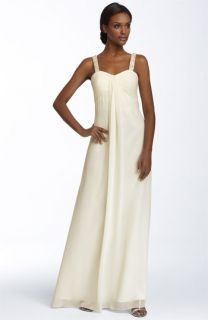 Sean Collection Beaded Drape Front Chiffon Gown
