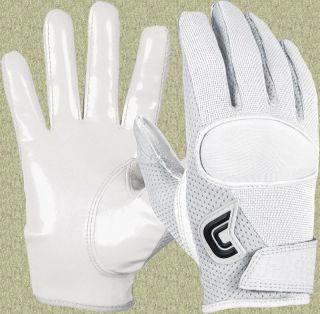 Cutters Adult Solid Color Football Gloves 017 Tacky White Receivers