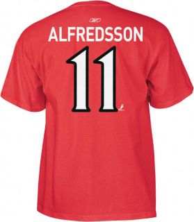 Daniel Alfredsson Reebok Red Name and Number Ottawa Senators T Shirt
