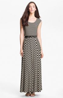 Calvin Klein Belted Multi Print Jersey Maxi Dress