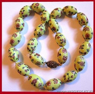 Beautiful Old Chinese Famille Rose Yellow Beads 23 Long