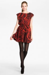 Alice + Olivia Corwin Rose Print Blouson Dress