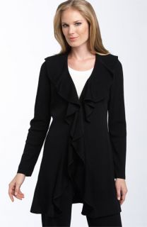 Exclusively Misook Ruffle Front Ribbed Duster