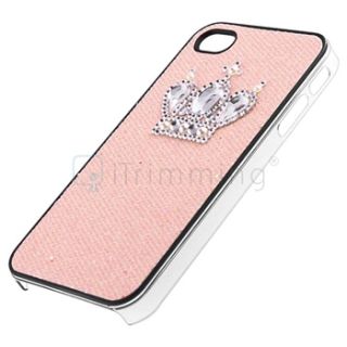 Crown King Pink Bling Glitter Hard Case Cover for iPhone 4S 4G 4