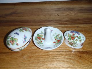 Crownford Bone China Butterfly design Ring Holder Trinket Box and Egg
