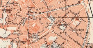 Belgium Louvain Leuven Old Antique City Map Plan 1910
