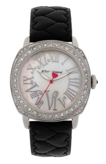 Betsey Johnson Heart Quilted Leather Strap Watch