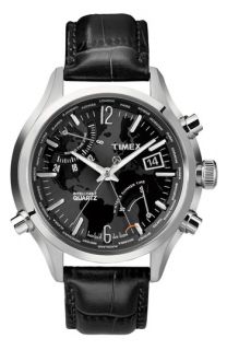 Timex® Intelligent Quartz World Time Leather Strap Watch