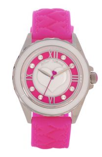 Betsey Johnson Heart Detail Quilted Strap Watch