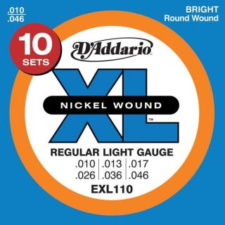 Addario EXL110 Nickel Light Electric Guitar 10 Pack