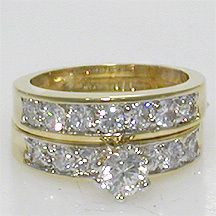 Carat Round Gold EP CZ Wedding Engagement Ring Set Size 8