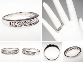 Estate .45 Ct Diamond Wedding Band Ring Solid 14K White Gold Fine