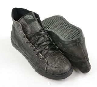  Unisex Cracked Leather Sk8 Hi D Lo Skateboard Shoes Black 10