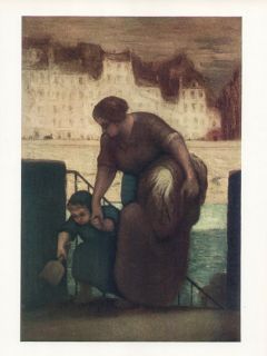 Honore Daumier Authentic Vintage Print Made in 1939 The Washerwoman