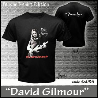 New David Gilmour Pink Floyd Fender CD DVD 2 Sides Black T Shirts Size