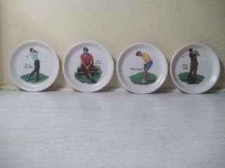  VINTAGE SET OF 4 GOLF COASTERS MICKEY WRIGHT GEORGE ARCHER DAVE MARR