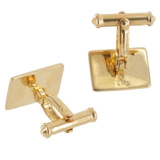  Cufflinks Mens New Jewelry Etched Rectangular Gold Plated Cuff Links