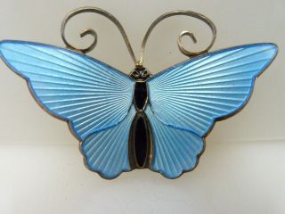 Vintage DA David Anderson Norway Blue Enamel Sterling Silver Butterfly