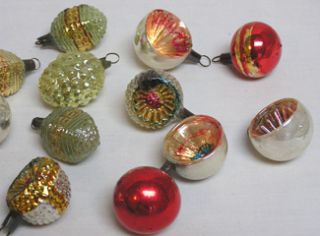  Lot of 17 Miniature Christmas Ornaments Glass Indents Plus