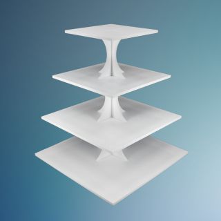  4 Tier Traditional Square Cupcake Stand White