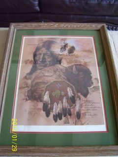  Signed Ed Print Framed America Buffalo Hunt Montana Artwork Art