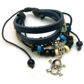 DAVID BECKHAM Style 6 layer fashion unisex bracelet with skull charm