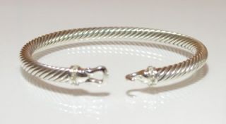 David Yurman Sterling Silver 5mm Pave Diamond Cable Buckle Bracelet