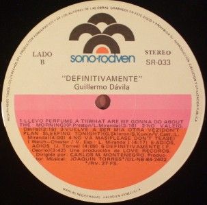 Guillermo Davila Definitivamente Sono Rodven 1984 RARE