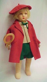 Antique Lenci Felt Cloth Doll Tennis Player Painted Face All Original