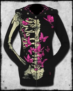 Abbey Dawn Avril Lavigne Ellie Skellie Black Skeleton Ribcage Hoodie