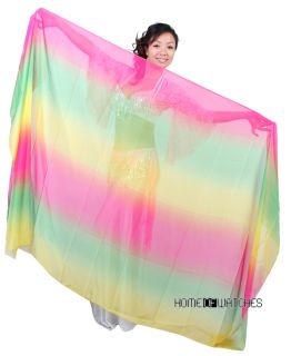 Belly Dance Wear Costume Outfit Rainbow Scarf Shawl Wrap Veil Silk