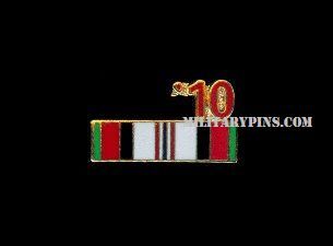 Military Afghan Vet 10 Service Ribbon Lapel Hat Pin