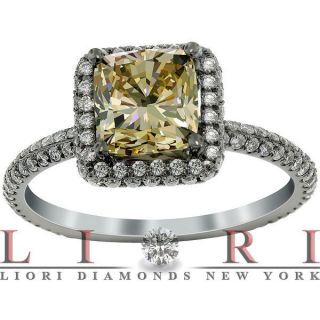 75 Carat Cushion Cut Champagne Diamond Engagement Ring 18K Black