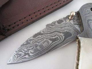 Damascus Steel Custom Handmade L KEY Folding Pocket Knife # J18