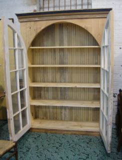 Custom Cabinet Hutch Bookcase w Arched Window Doors