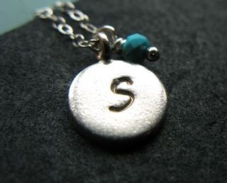 Custom SS Sterling Hand Stamped Disc Initial Necklace