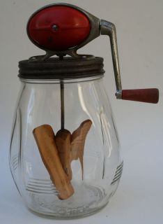 Vintage 1940s Dazey 4 Red Top Butter Churn Original Blown Glass